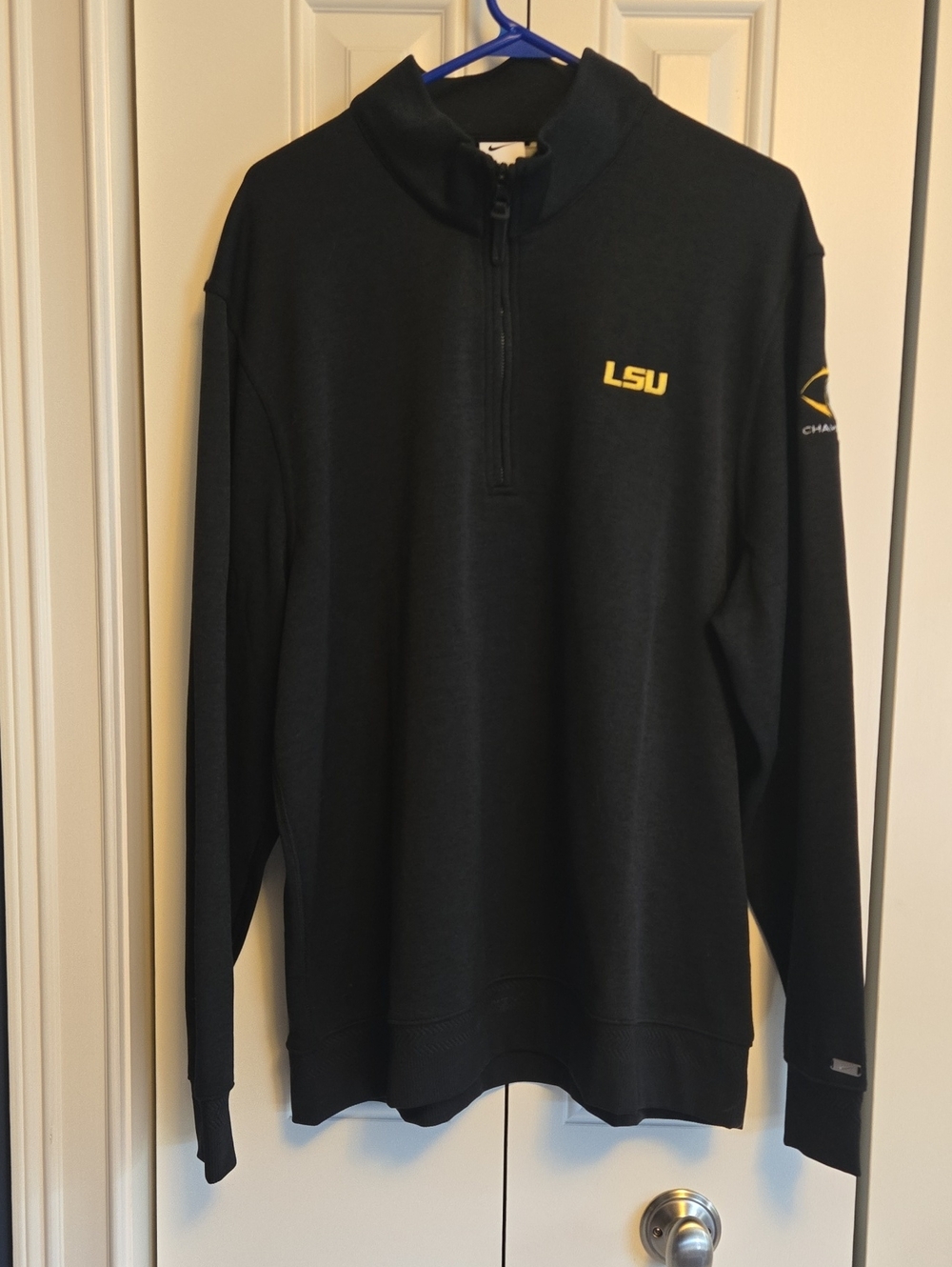 Nike Black Quarter-Zip Pullover with Gold LSU Logo